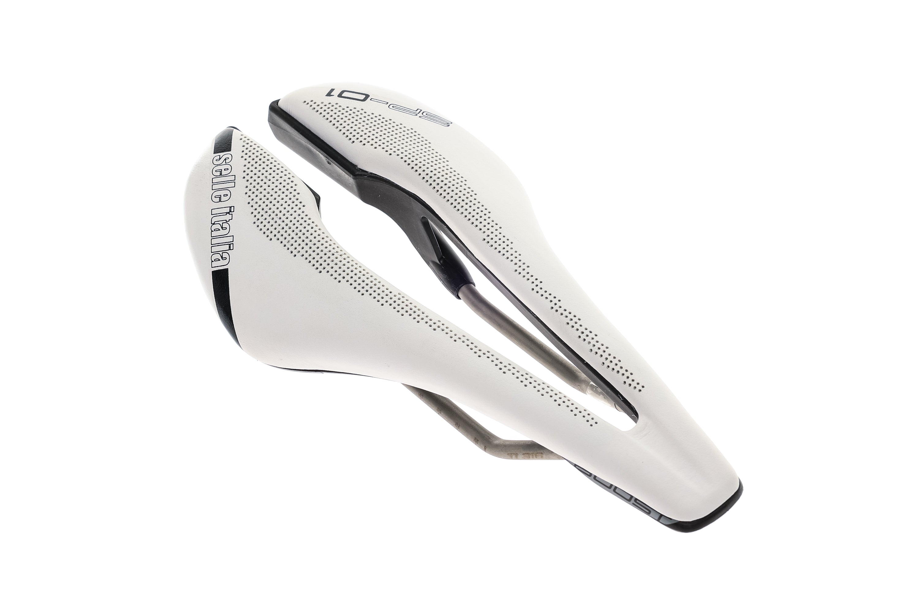 Selle Italia SP-01 Boost Superflow Saddle 130mm Ti316 Rails White